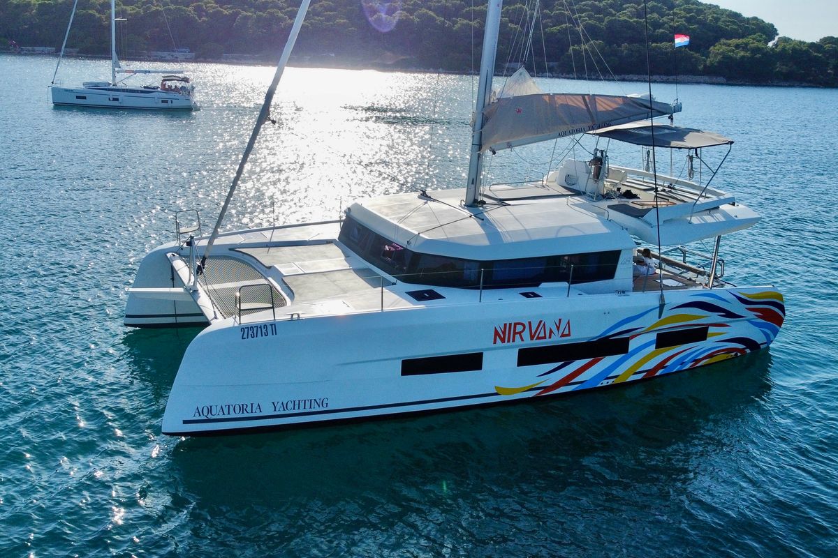 Nirvana, a Dufour 48 Catamaran catamaran at Pirovac, Croatia