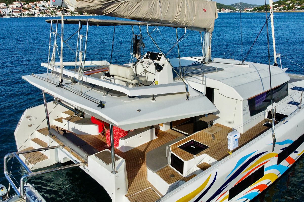 Nirvana, a Dufour 48 Catamaran catamaran at Pirovac, Croatia