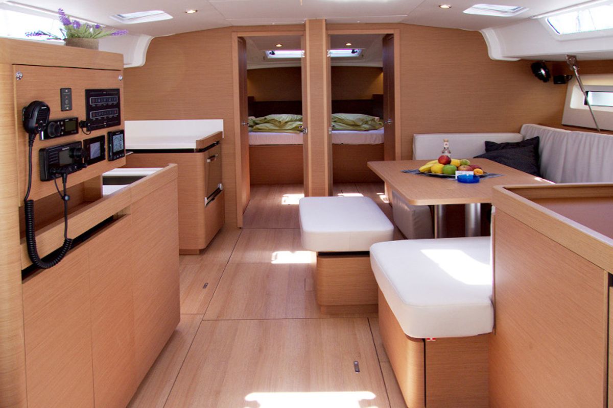 Salon of Menelaos, a Jeanneau Sun Odyssey 490 sailboat at Lavreotiki Municipal Unit, Greece