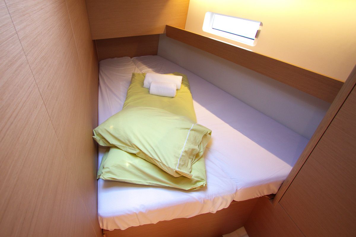 Cabin on Menelaos, a Jeanneau Sun Odyssey 490 sailboat at Lavreotiki Municipal Unit, Greece