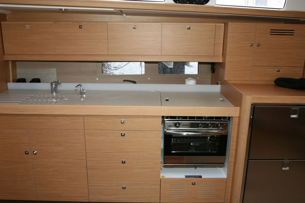 Galley of Harvey, a Dufour 460 GL sailboat at Punat, Croatia
