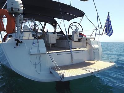 Deck of Jester, a Jeanneau Sun Odyssey 509 sailboat at Athens, Greece
