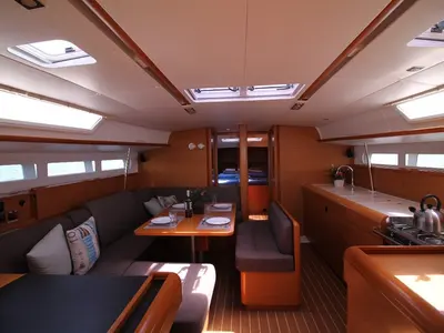 Salon of Jester, a Jeanneau Sun Odyssey 509 sailboat at Athens, Greece