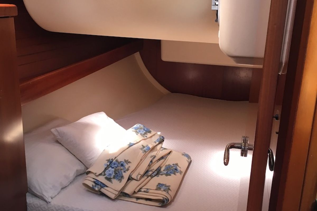 Cabin on Surprise, a Dufour 425 sailboat at Piombino, Italy