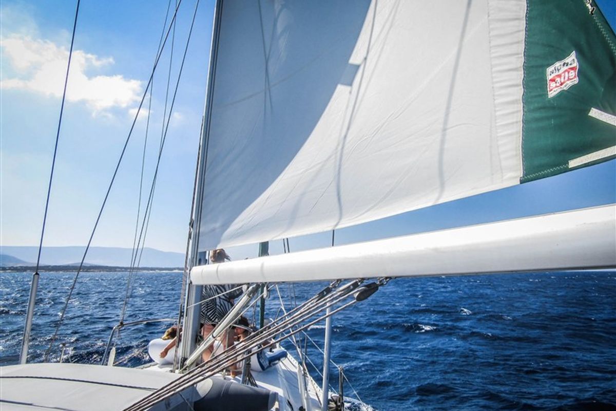 Deck of Xanemo, a Beneteau Oceanis 440 sailboat at Volos Municipality, Greece