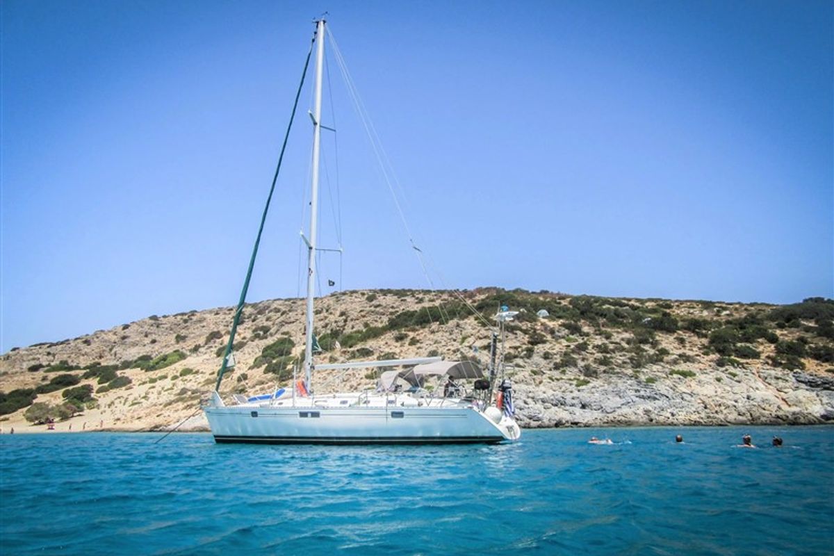 Exterior view of Xanemo, a Beneteau Oceanis 440 sailboat at Volos Municipality, Greece