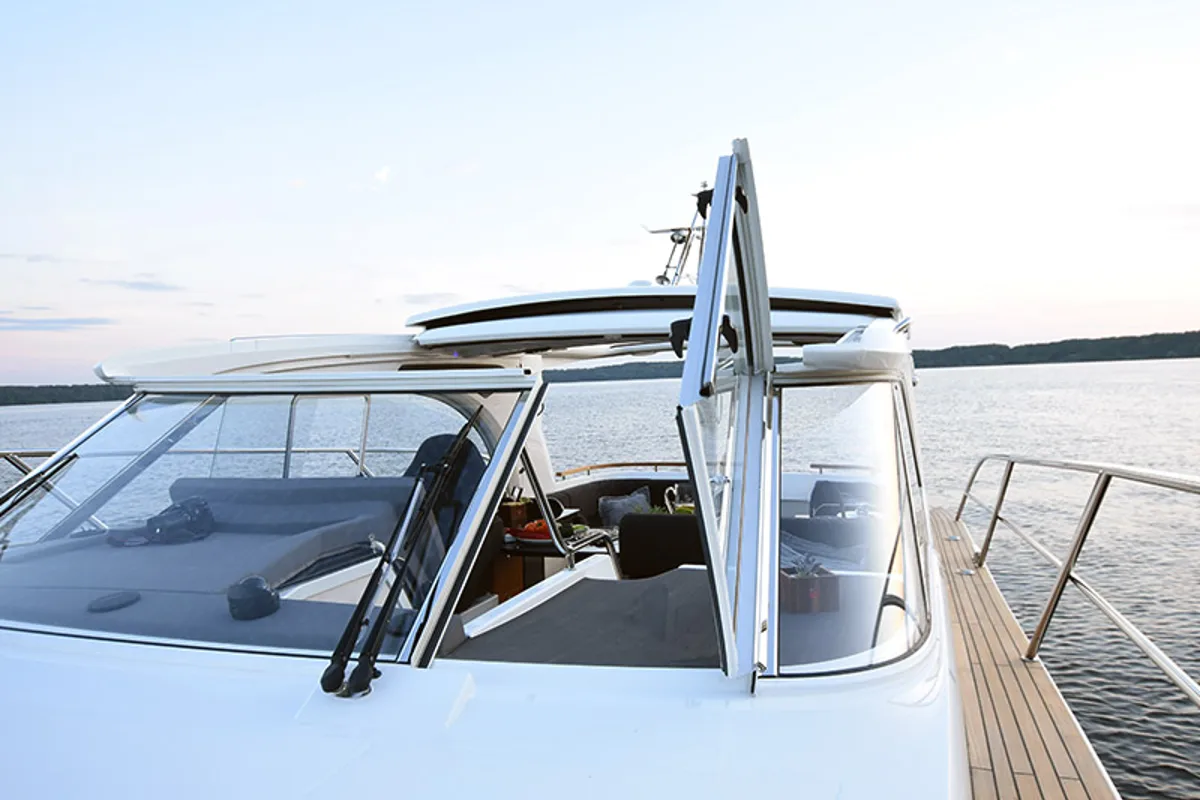 Deck of True North, a Marex 360 Cabriolet Cruiser yacht at Grad Šibenik, Croatia