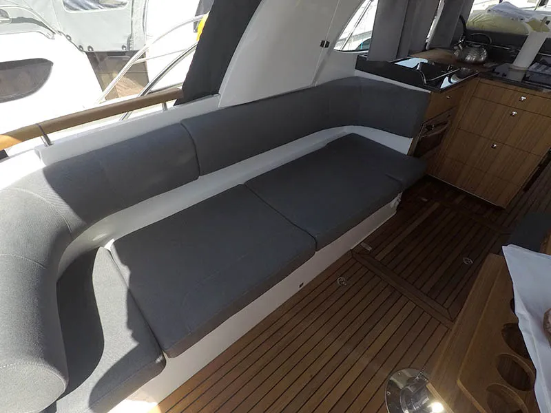 Salon of True North, a Marex 360 Cabriolet Cruiser yacht at Grad Šibenik, Croatia