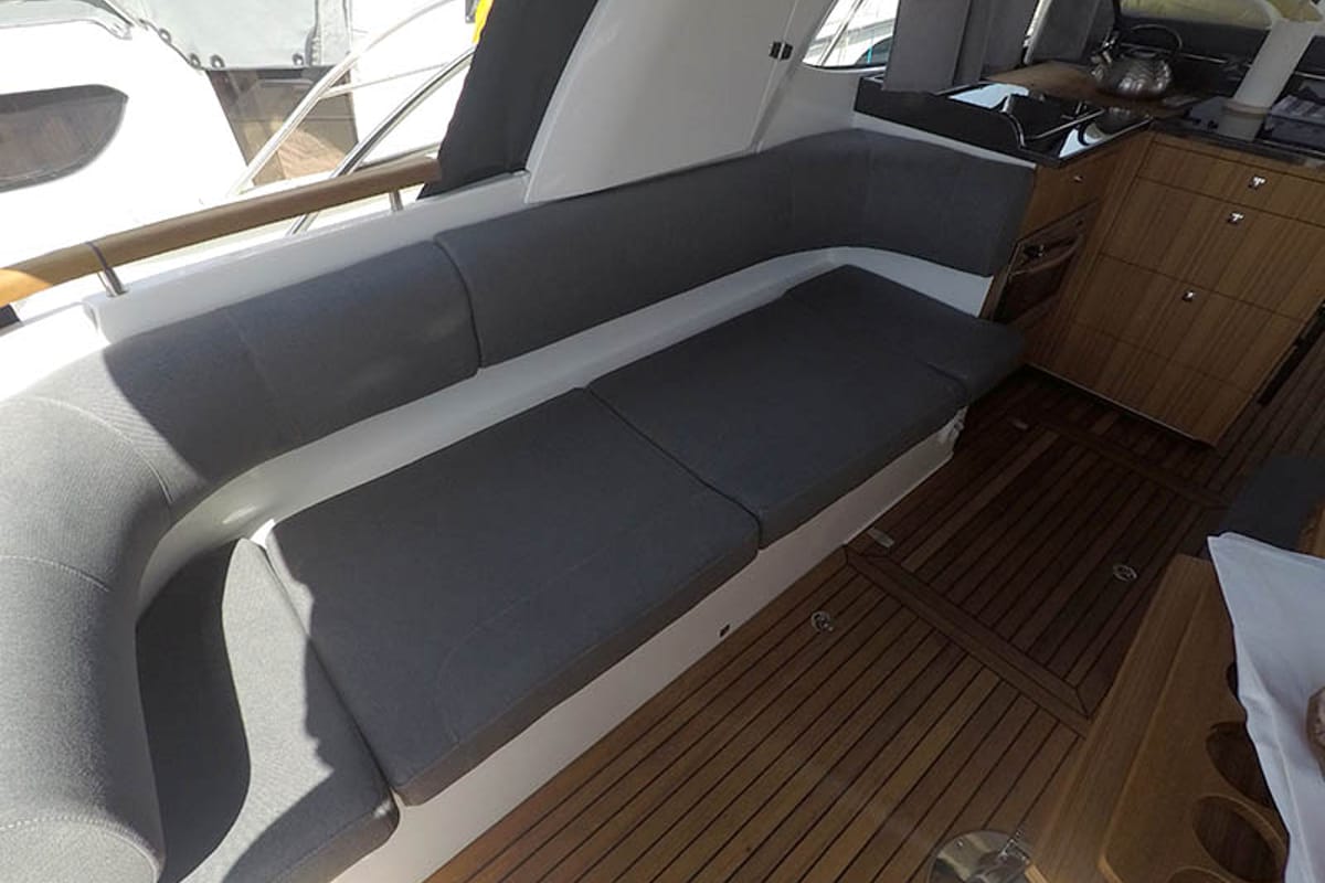 Salon of True North, a Marex 360 Cabriolet Cruiser yacht at Grad Šibenik, Croatia