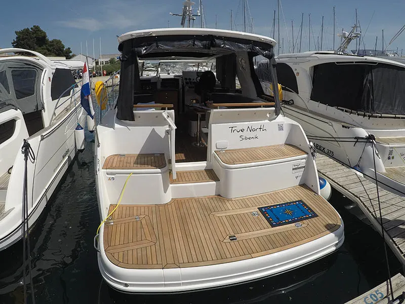 Exterior view of True North, a Marex 360 Cabriolet Cruiser yacht at Grad Šibenik, Croatia