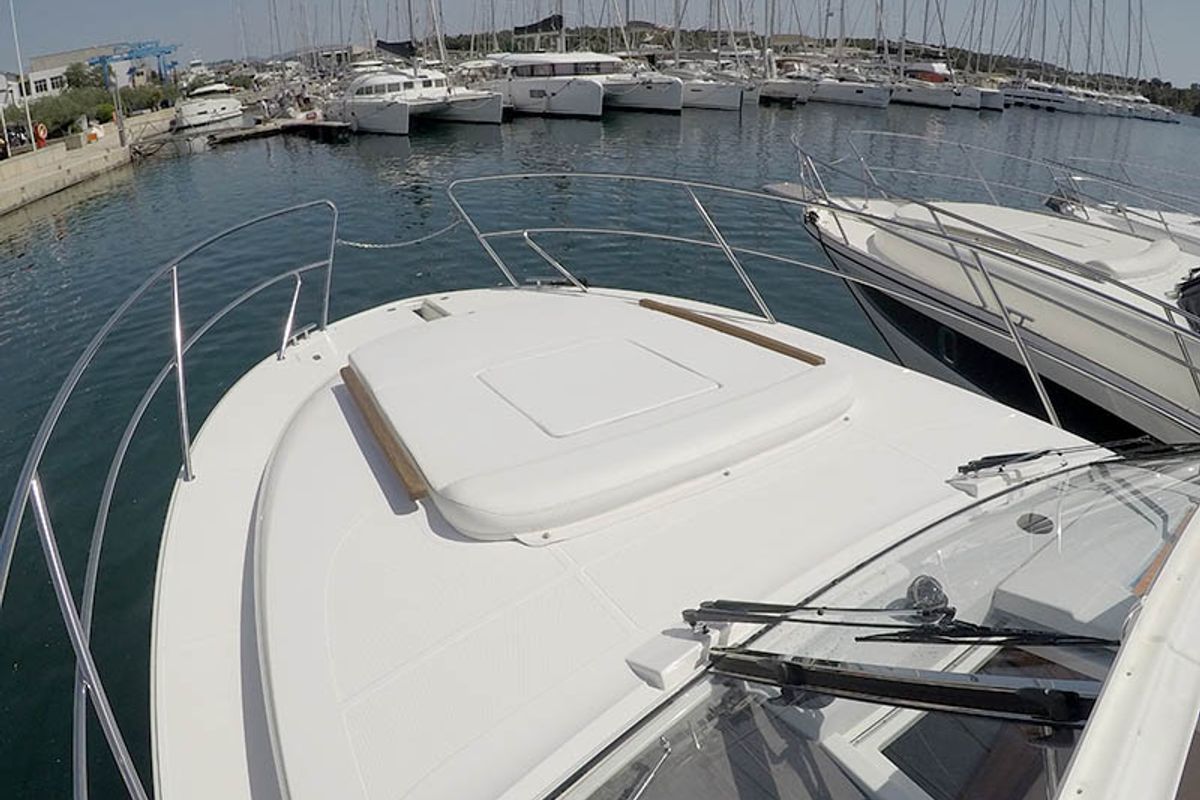 Deck of True North, a Marex 360 Cabriolet Cruiser yacht at Grad Šibenik, Croatia