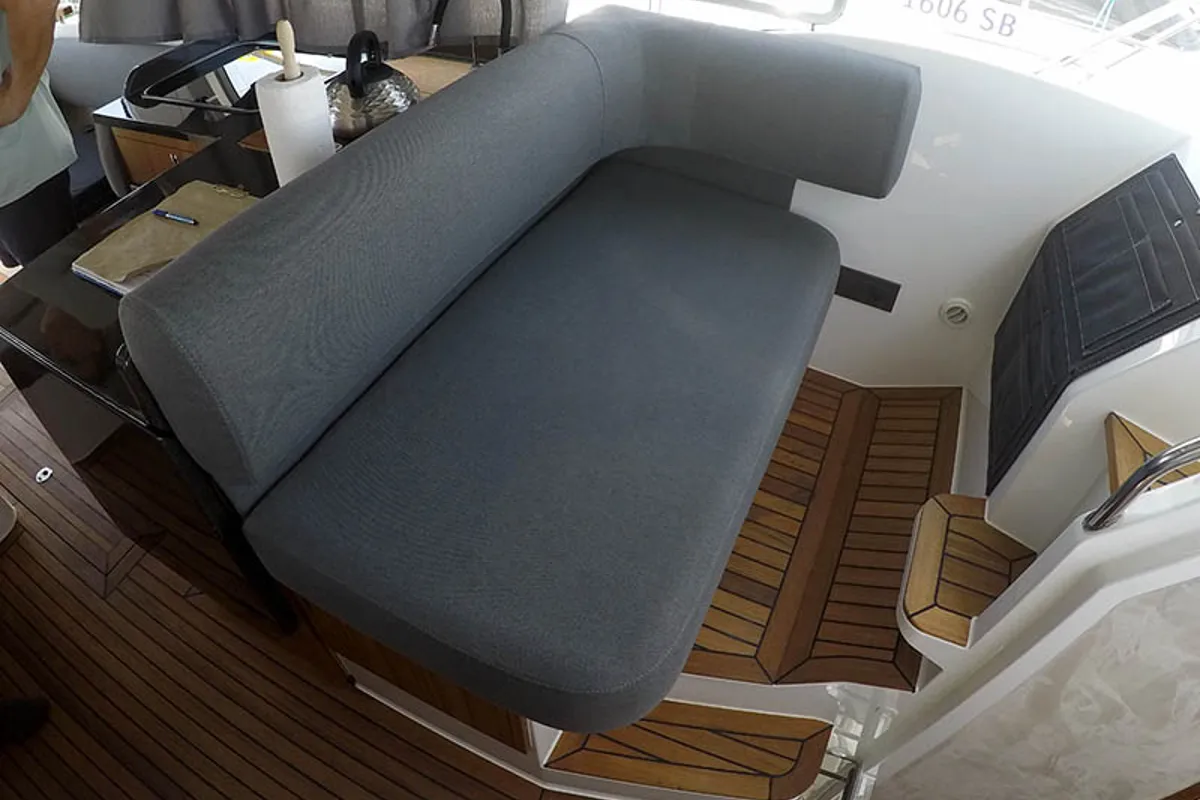Deck of True North, a Marex 360 Cabriolet Cruiser yacht at Grad Šibenik, Croatia