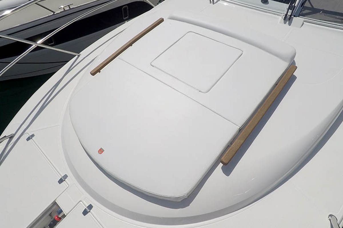 Deck of True North, a Marex 360 Cabriolet Cruiser yacht at Grad Šibenik, Croatia