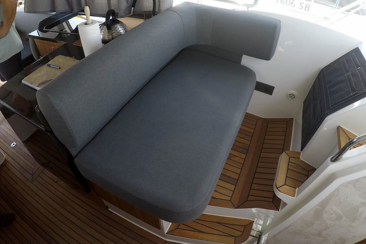 Deck of True North, a Marex 360 Cabriolet Cruiser yacht at Grad Šibenik, Croatia