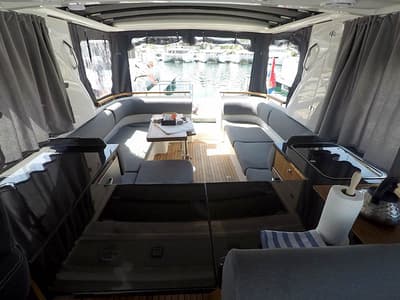 Deck of True North, a Marex 360 Cabriolet Cruiser yacht at Grad Šibenik, Croatia