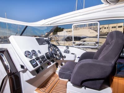 Cockpit of True North, a Marex 360 Cabriolet Cruiser yacht at Grad Šibenik, Croatia