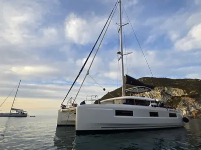 Deep Blue, a Lagoon Lagoon 46 catamaran at Olbia, Italy