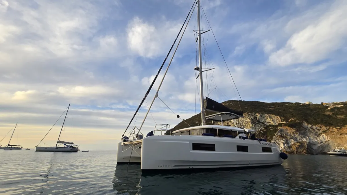 Deep Blue, a Lagoon Lagoon 46 catamaran at Olbia, Italy