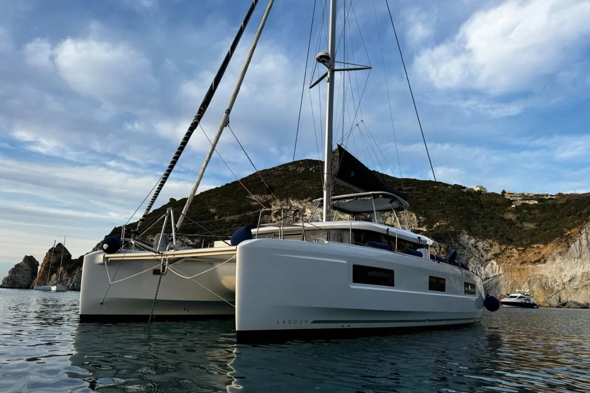 Deep Blue, a Lagoon Lagoon 46 catamaran at Olbia, Italy