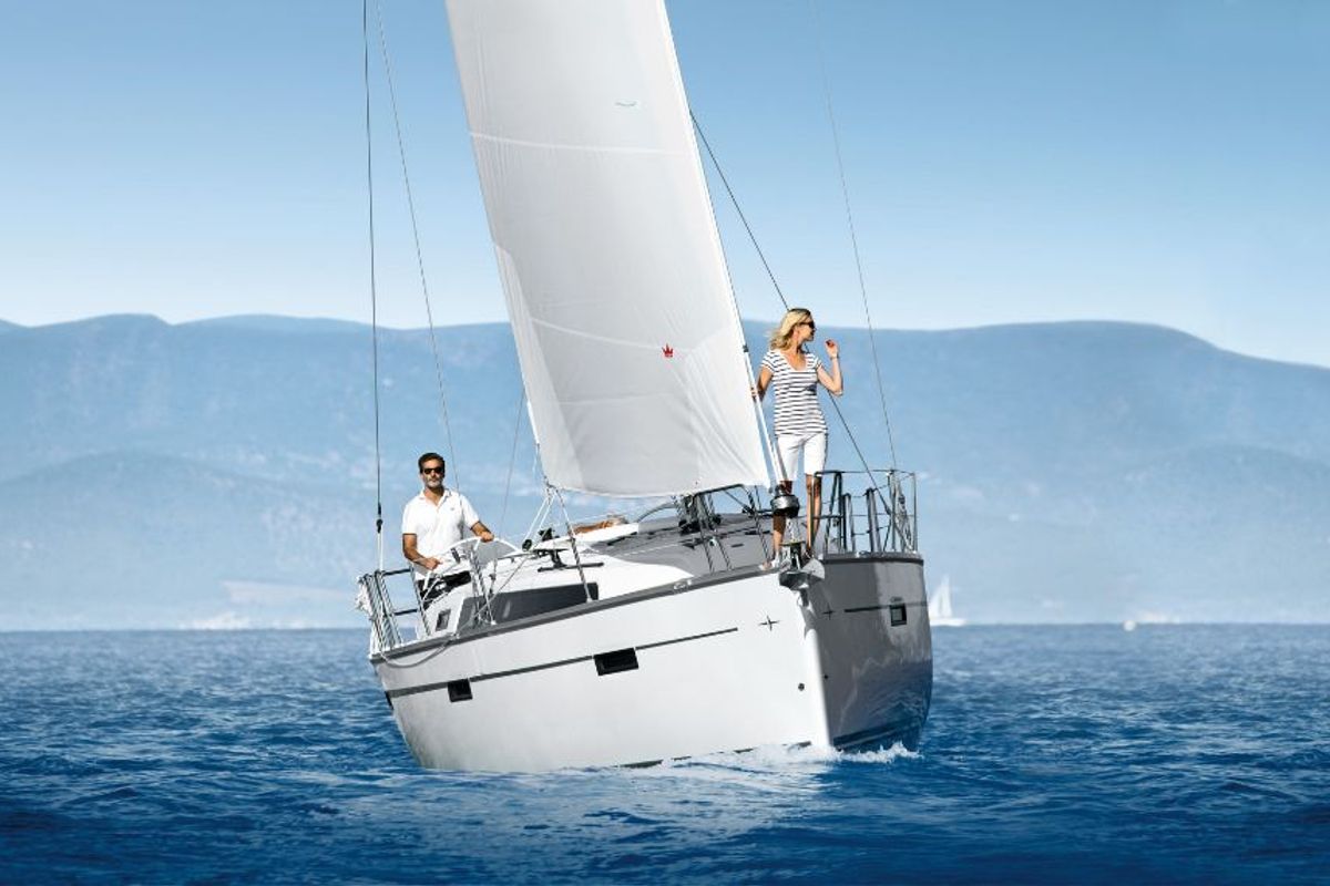 Exterior view of Maci, a Bavaria Cruiser 37 sailboat at Grad Biograd na Moru, Croatia