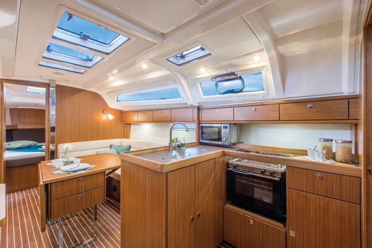 Galley of Maci, a Bavaria Cruiser 37 sailboat at Grad Biograd na Moru, Croatia
