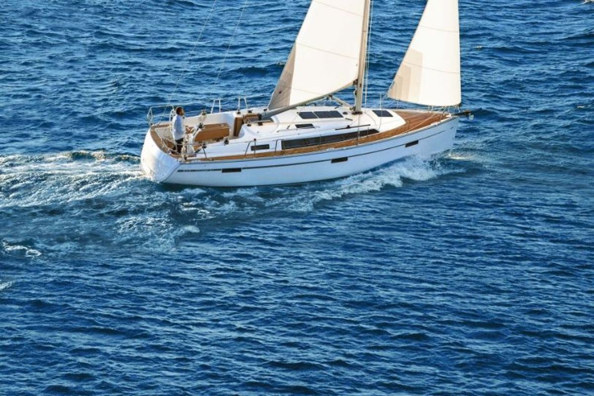 Exterior view of Maci, a Bavaria Cruiser 37 sailboat at Grad Biograd na Moru, Croatia