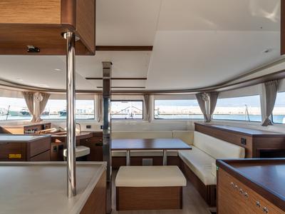 Salon of Sonia, a Lagoon 46 catamaran at Castellammare del Golfo, Italy