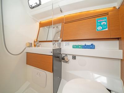 Head on Naias, a Jeanneau Sun Odyssey 410 sailboat at Gouvia, Greece
