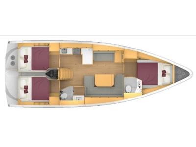 Floor plan of AF-C42, a Bavaria C42 sailboat at Athens, Greece