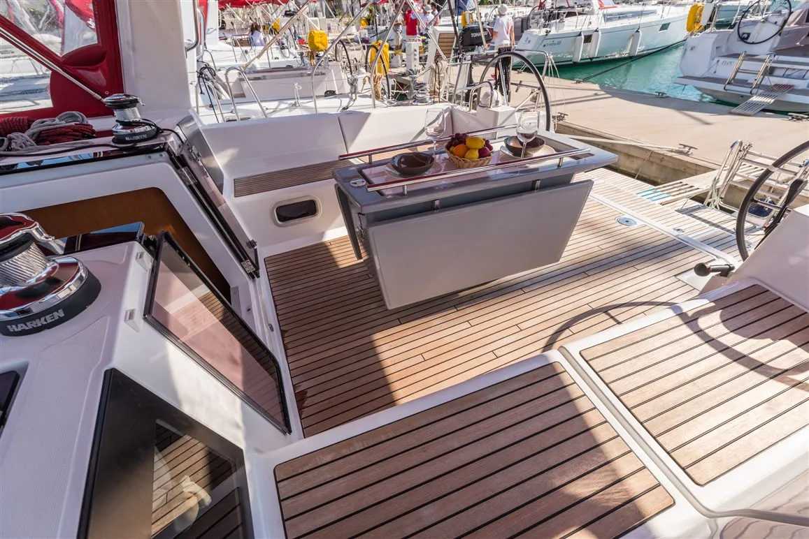 Cockpit of Zoa, a Beneteau Oceanis 45 sailboat at Split, Croatia