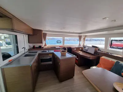 Galley of Lalouche, a Lagoon 450 F catamaran at Lavreotiki Municipal Unit, Greece