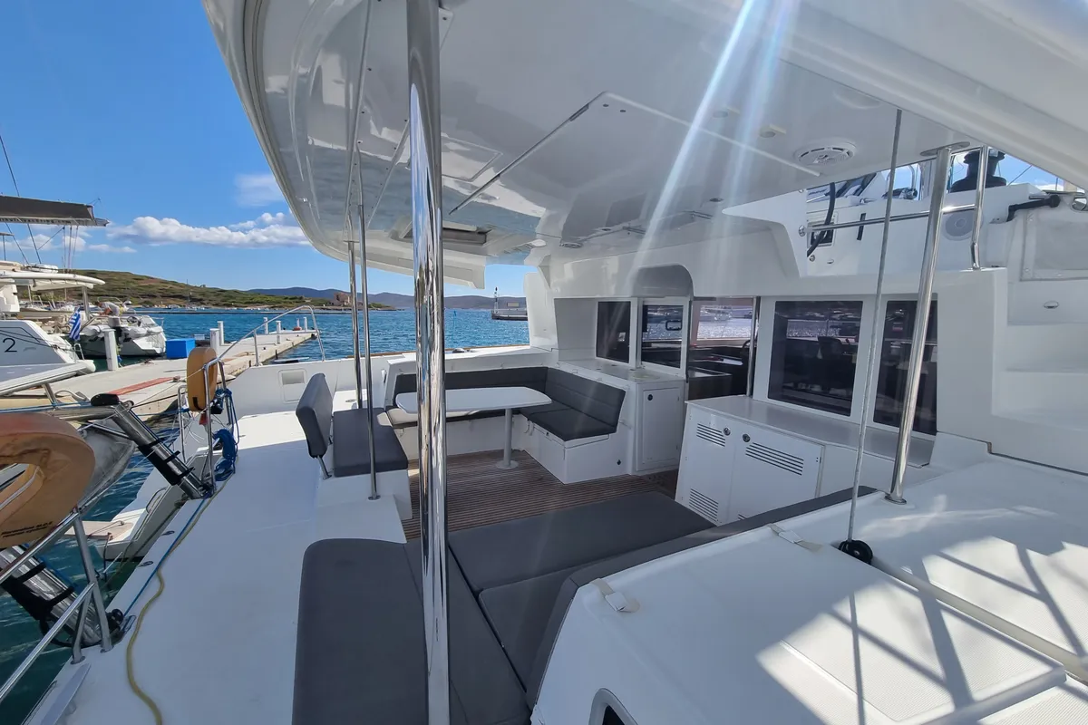 Lalouche, a Lagoon 450 F catamaran at Lavreotiki Municipal Unit, Greece