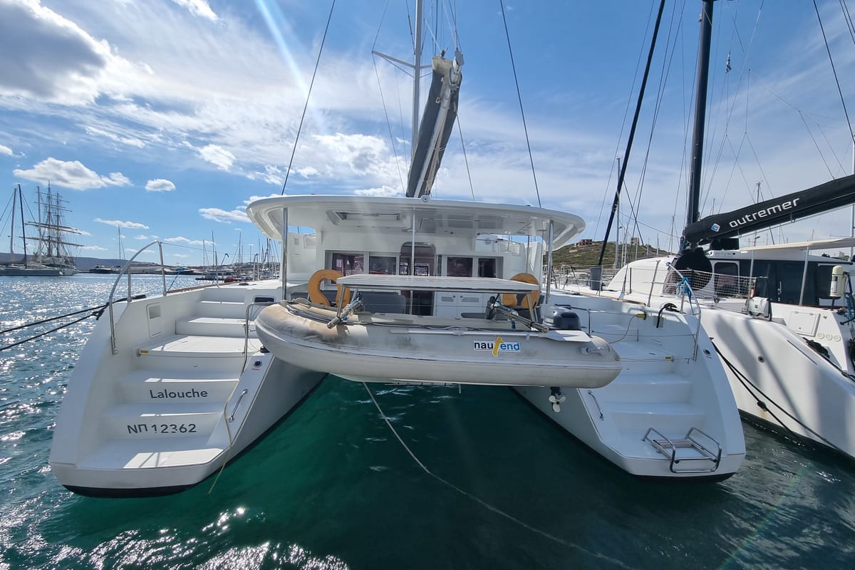 Lalouche, a Lagoon 450 F catamaran at Lavreotiki Municipal Unit, Greece