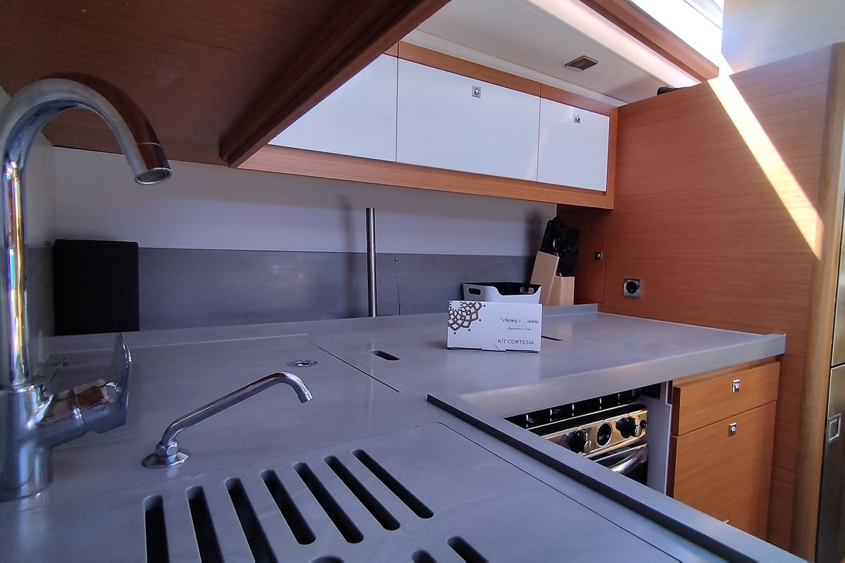 Galley of Weasley, a Dufour 470 sailboat at Olbia, Italy