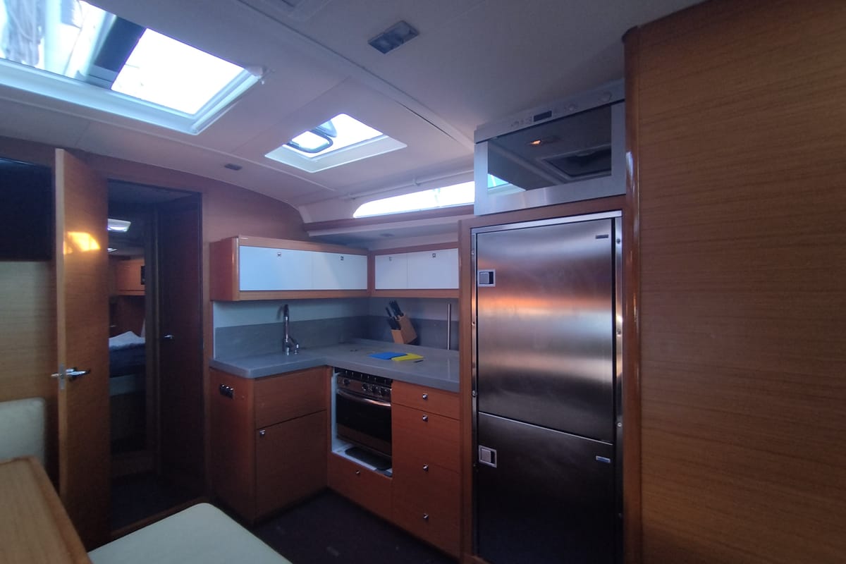 Galley of Weasley, a Dufour 470 sailboat at Olbia, Italy