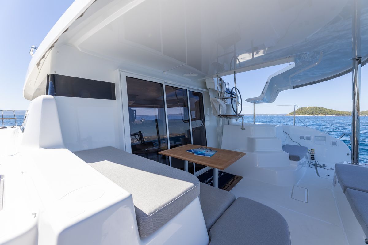 Deck of FURIA, a Lagoon 38 catamaran at Općina Rogoznica, Croatia
