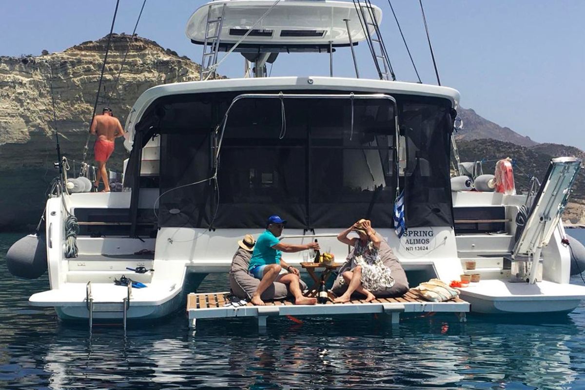 Deck of Spring, a Lagoon 51 catamaran at Athens, Greece