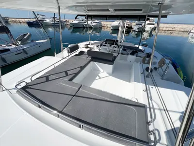 Cockpit of Spring, a Lagoon 51 catamaran at Athens, Greece