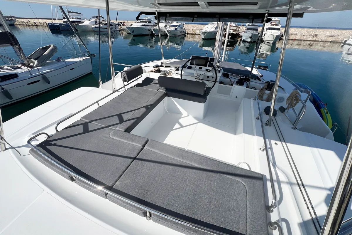 Cockpit of Spring, a Lagoon 51 catamaran at Athens, Greece