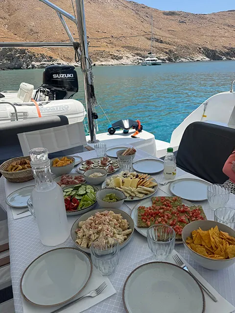 Deck of Spring, a Lagoon 51 catamaran at Athens, Greece