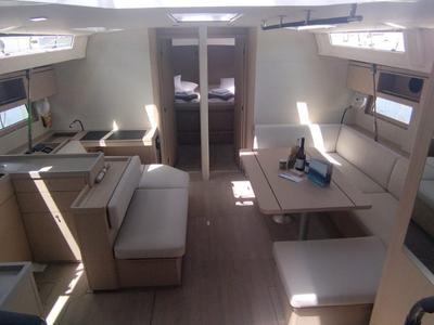 Salon of Escape, a Beneteau Oceanis 51.1 sailboat at Athens, Greece