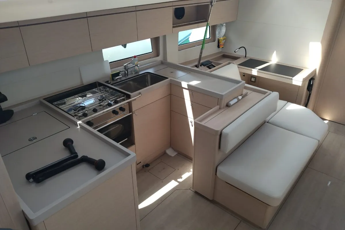 Galley of Escape, a Beneteau Oceanis 51.1 sailboat at Athens, Greece