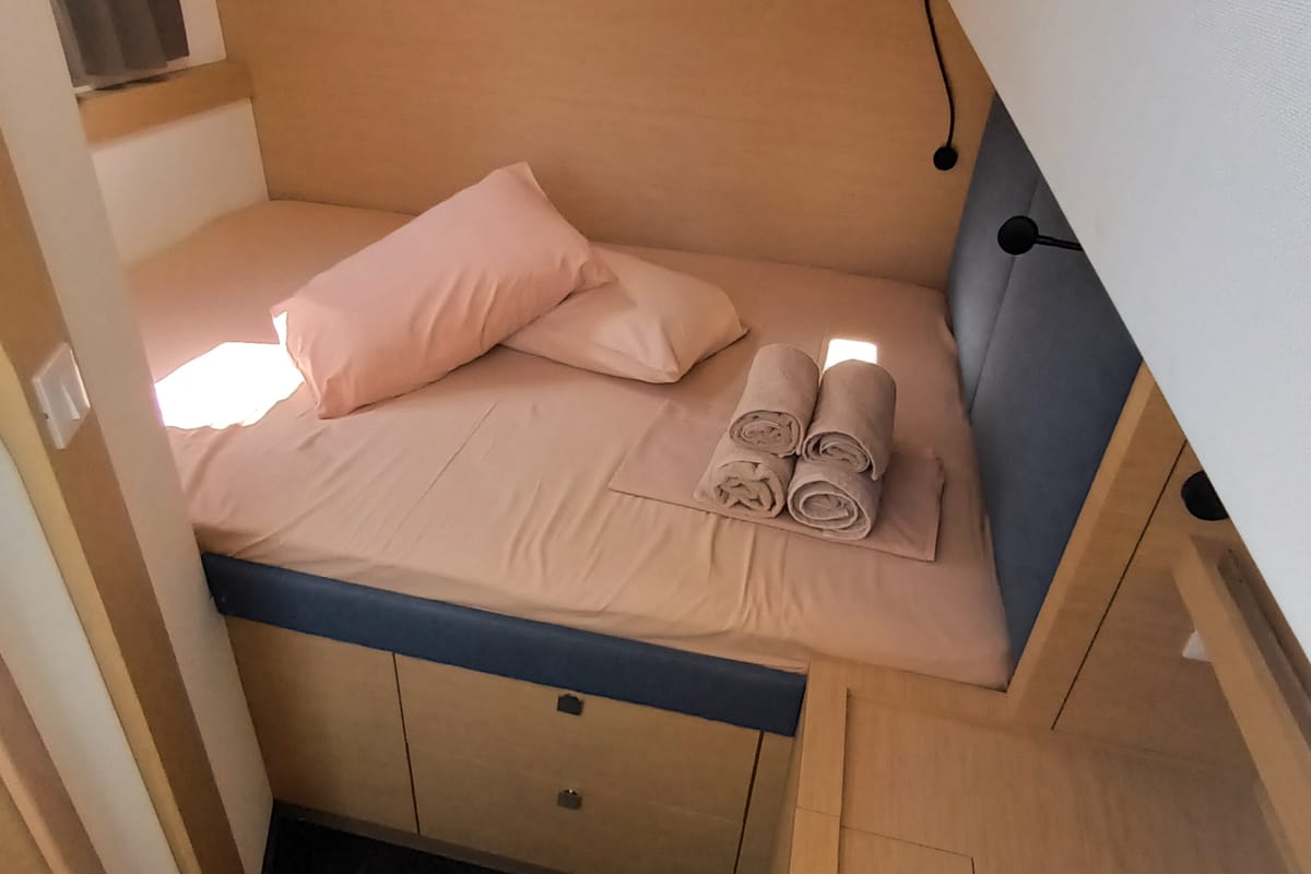 Eros, a Fountaine Pajot Tanna 47 catamaran at Athens, Greece