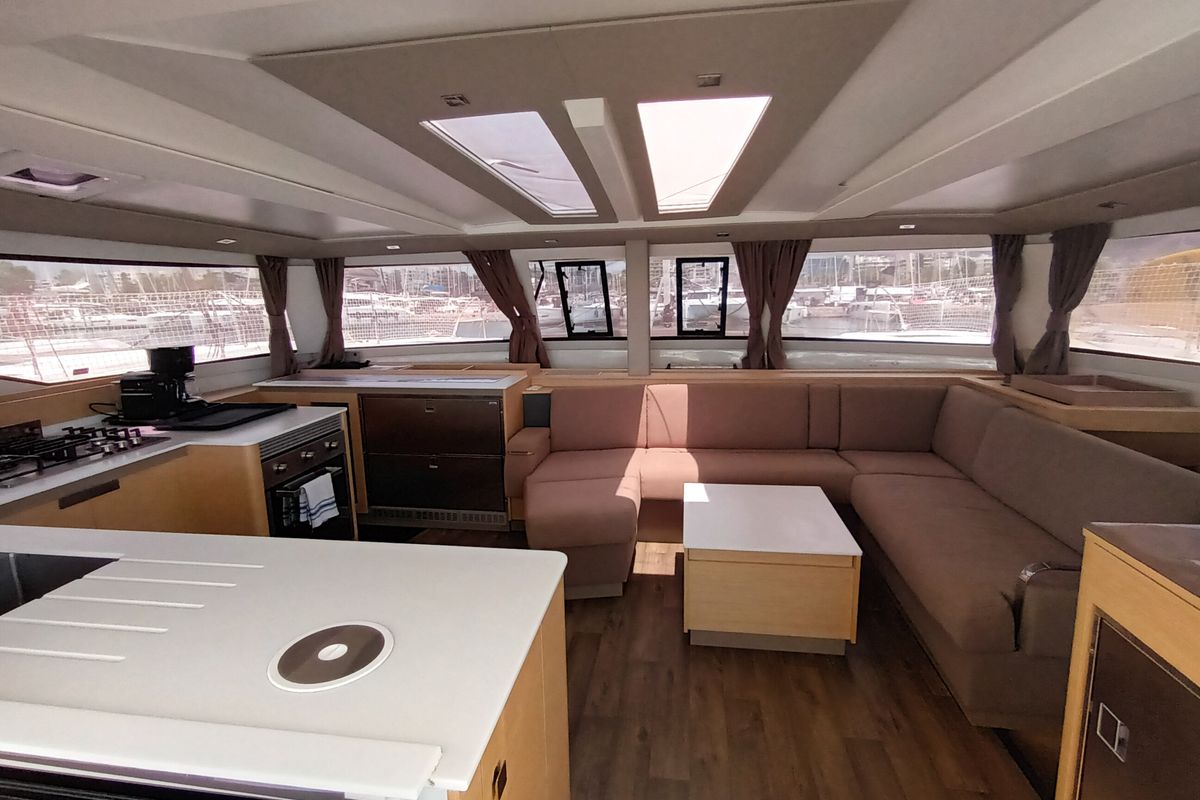 Eros, a Fountaine Pajot Tanna 47 catamaran at Athens, Greece