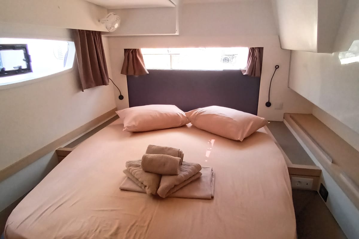 Eros, a Fountaine Pajot Tanna 47 catamaran at Athens, Greece