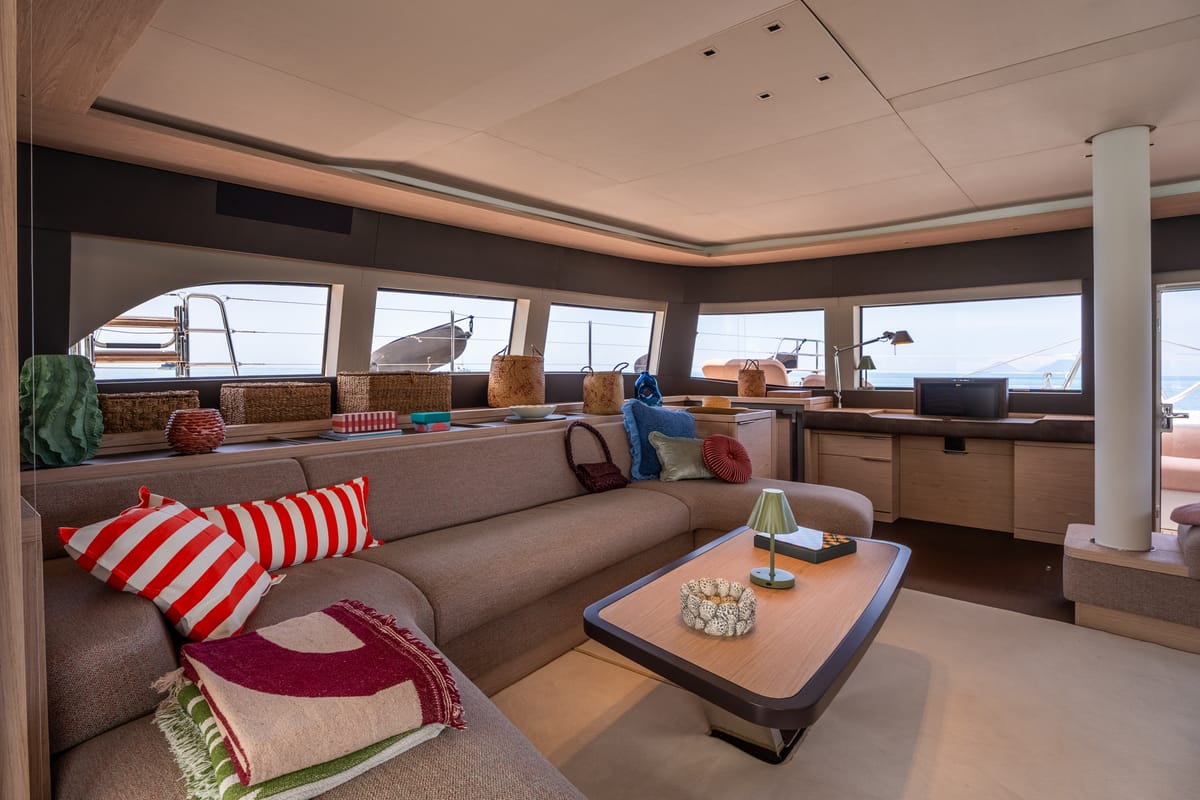 Salon of Sailuxe - Gloria, a Lagoon Sixty 5 catamaran at Castellammare del Golfo, Italy