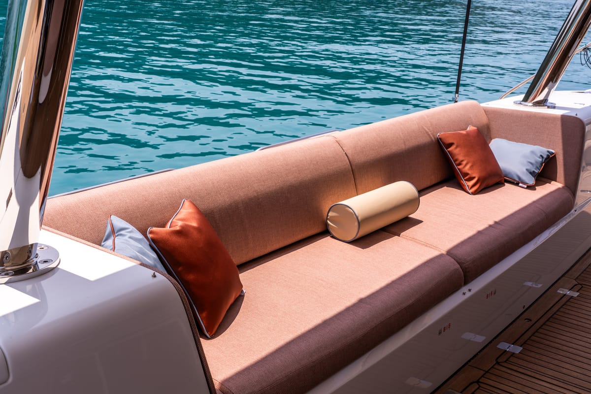 Deck of Sailuxe - Gloria, a Lagoon Sixty 5 catamaran at Castellammare del Golfo, Italy