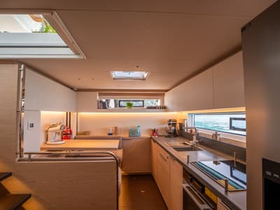 Galley of Sailuxe - Gloria, a Lagoon Sixty 5 catamaran at Castellammare del Golfo, Italy