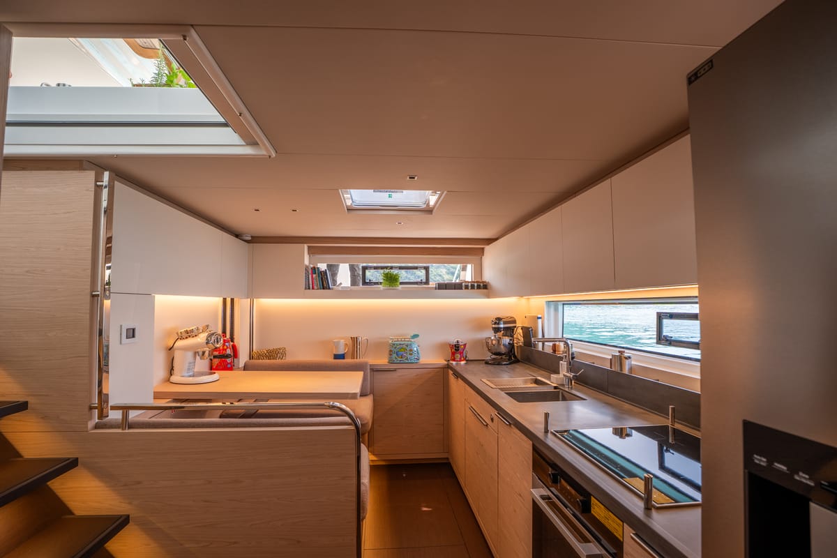 Galley of Sailuxe - Gloria, a Lagoon Sixty 5 catamaran at Castellammare del Golfo, Italy