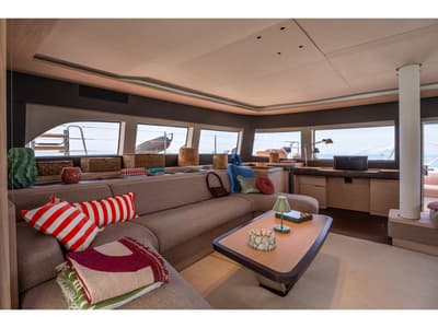 Salon of Sailuxe - Gloria, a Lagoon Sixty 5 catamaran at Castellammare del Golfo, Italy